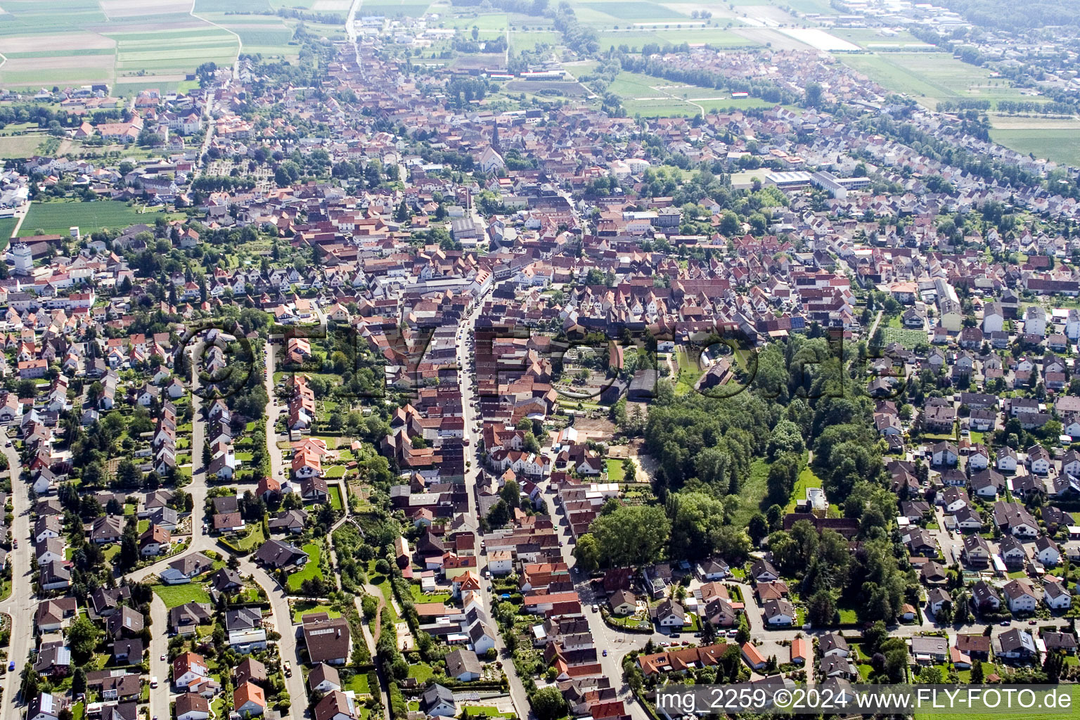 District Herxheim in Herxheim bei Landau/Pfalz in the state Rhineland-Palatinate, Germany seen from above