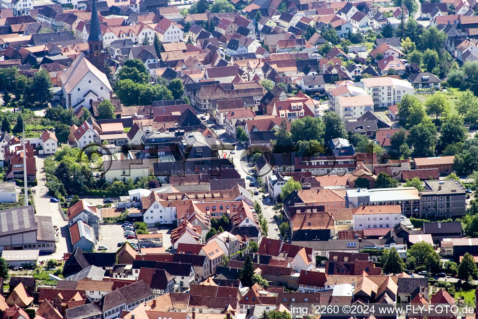 District Herxheim in Herxheim bei Landau/Pfalz in the state Rhineland-Palatinate, Germany from the plane