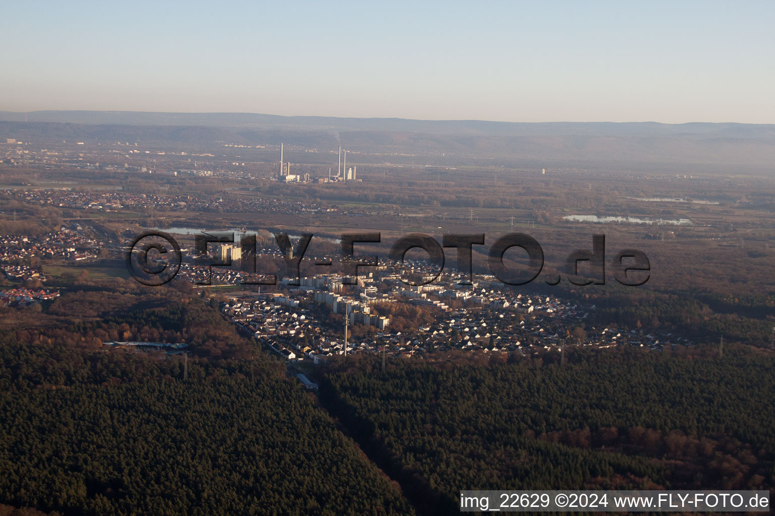 Aerial view of Dorschberg in Wörth am Rhein in the state Rhineland-Palatinate, Germany