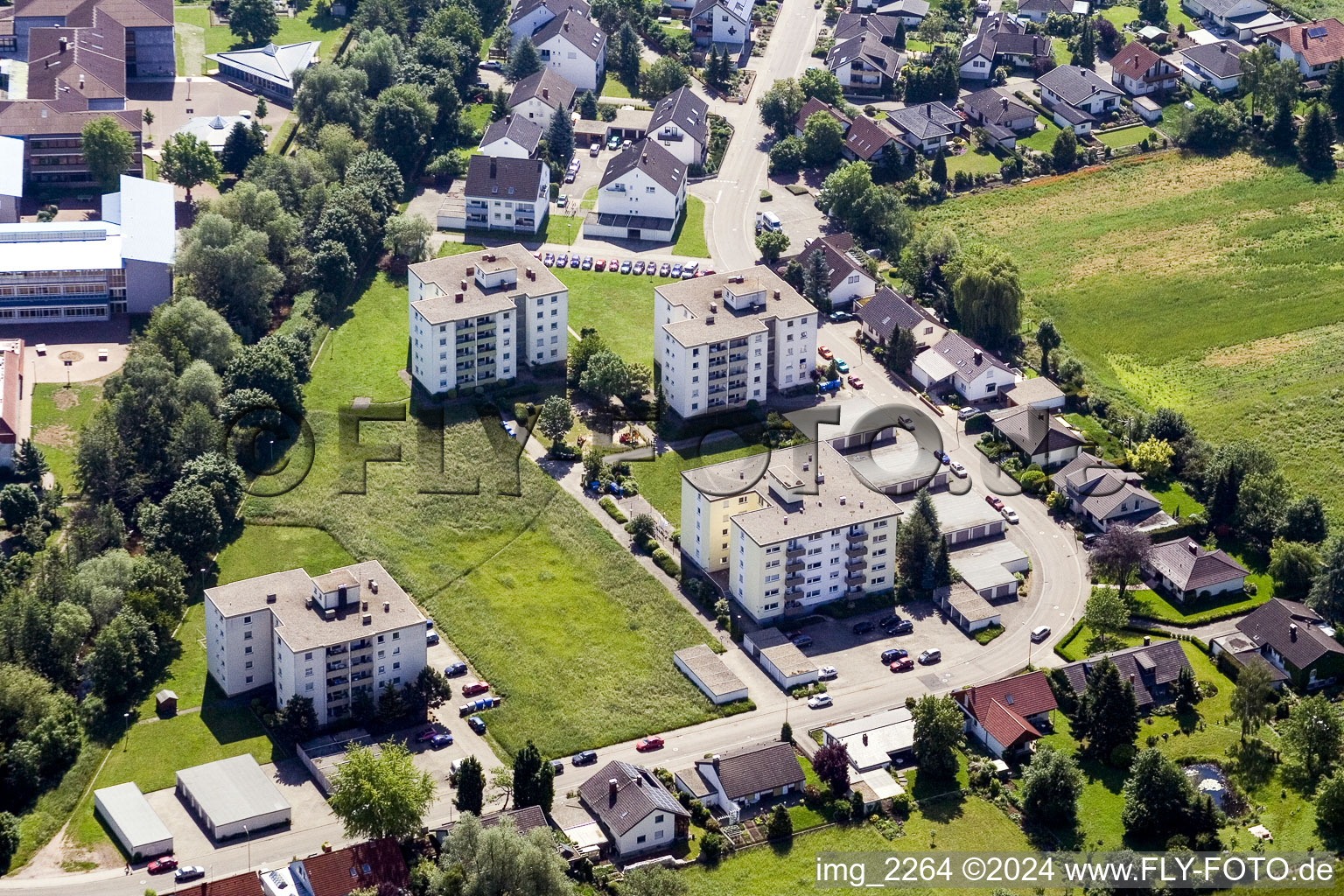 High-rise ensemble of Albert-Detzel-Str. in Herxheim bei Landau (Pfalz) in the state Rhineland-Palatinate