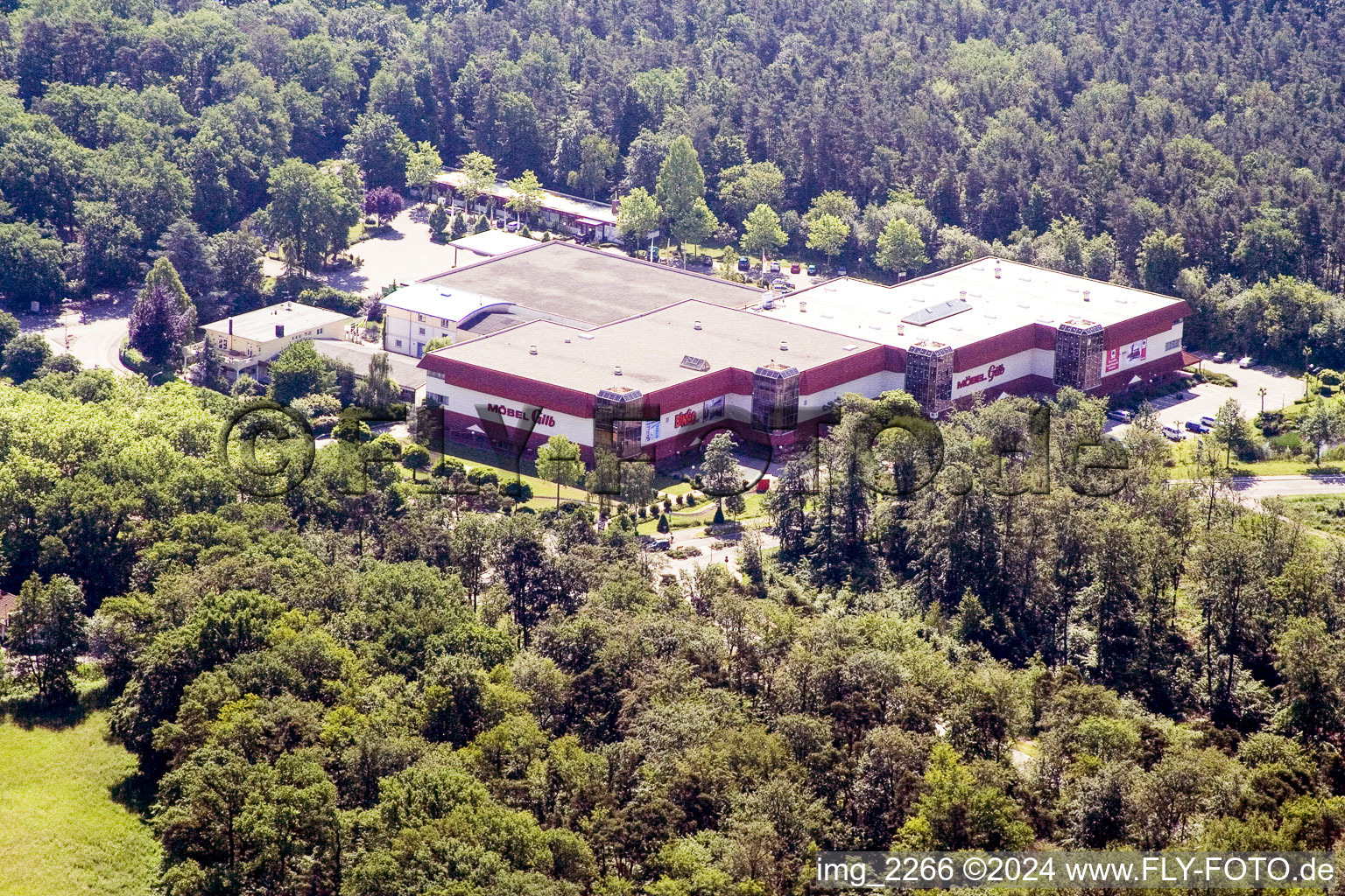 Aerial view of Furniture GILB in the district Herxheim in Herxheim bei Landau in the state Rhineland-Palatinate, Germany