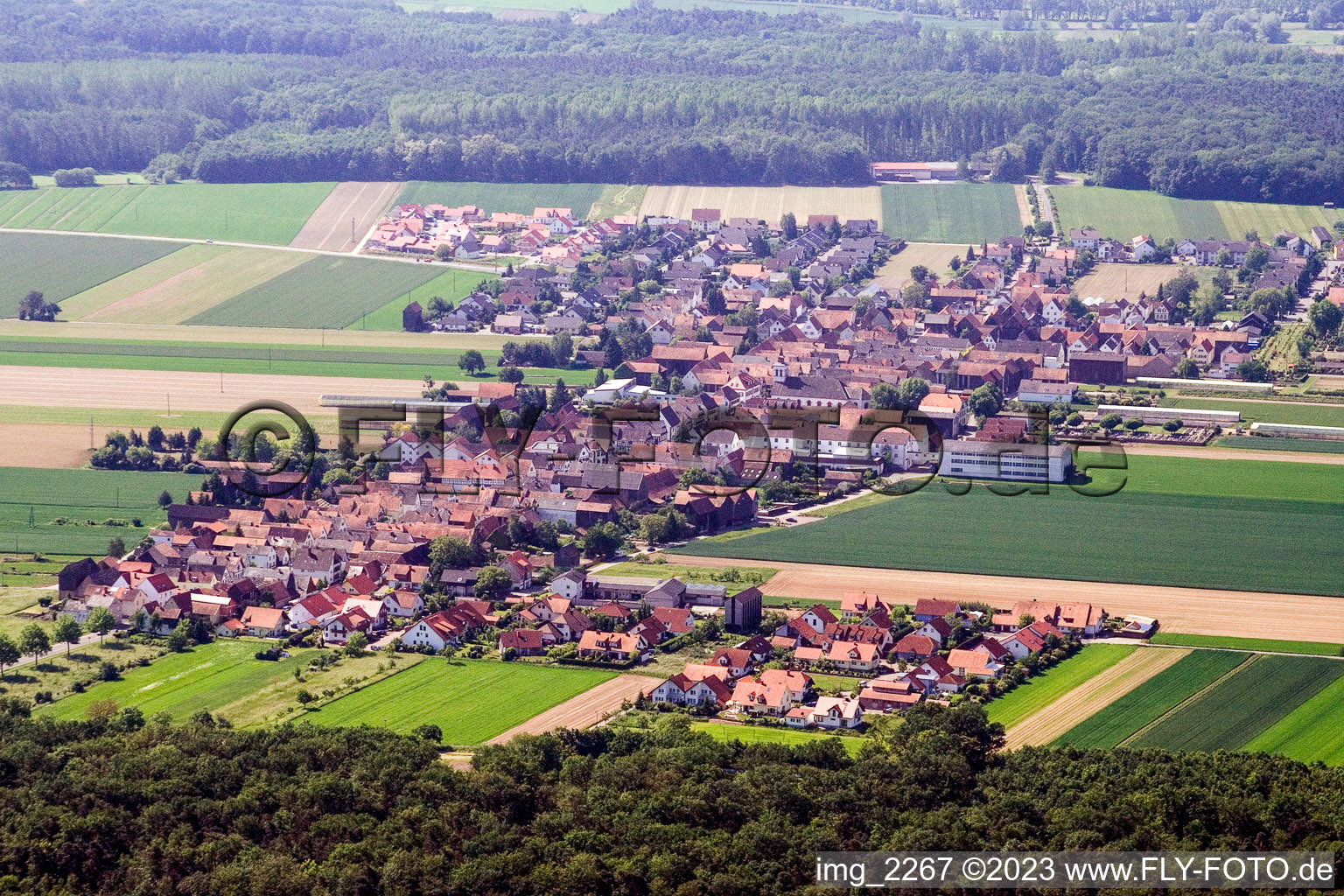 District Hayna in Herxheim bei Landau in the state Rhineland-Palatinate, Germany seen from above