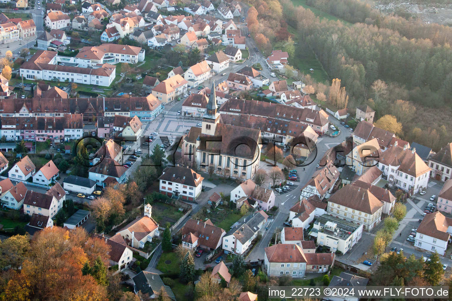 Bird's eye view of Lauterbourg in the state Bas-Rhin, France