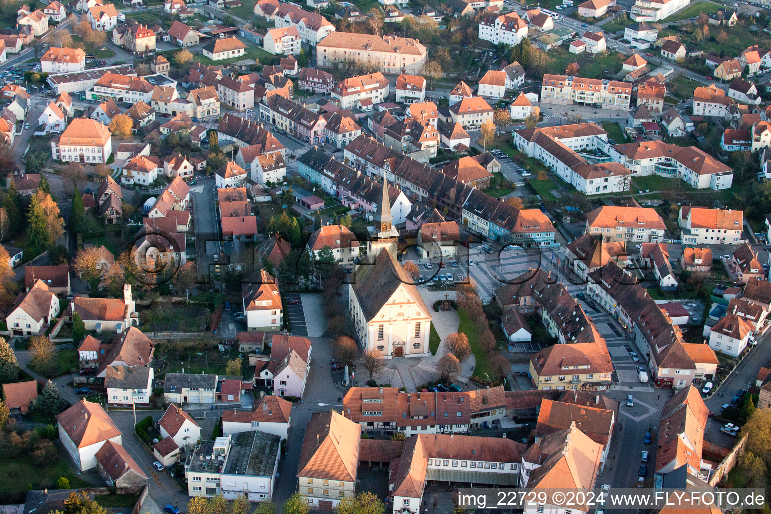 Drone recording of Lauterbourg in the state Bas-Rhin, France