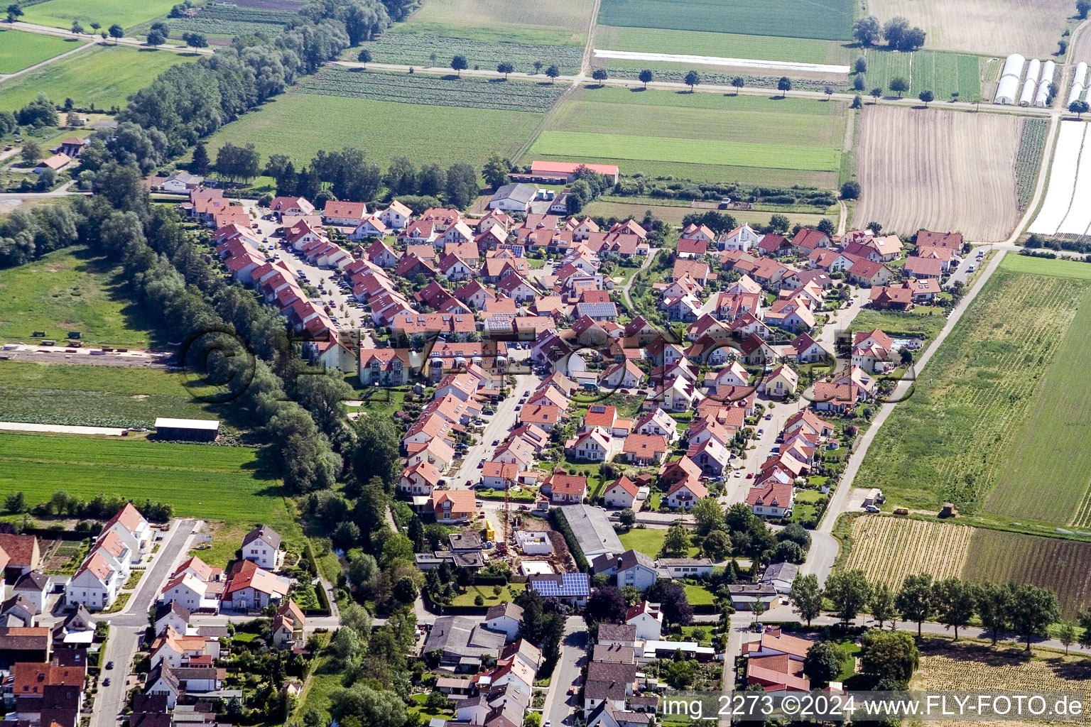 Drone recording of District Herxheim in Herxheim bei Landau/Pfalz in the state Rhineland-Palatinate, Germany