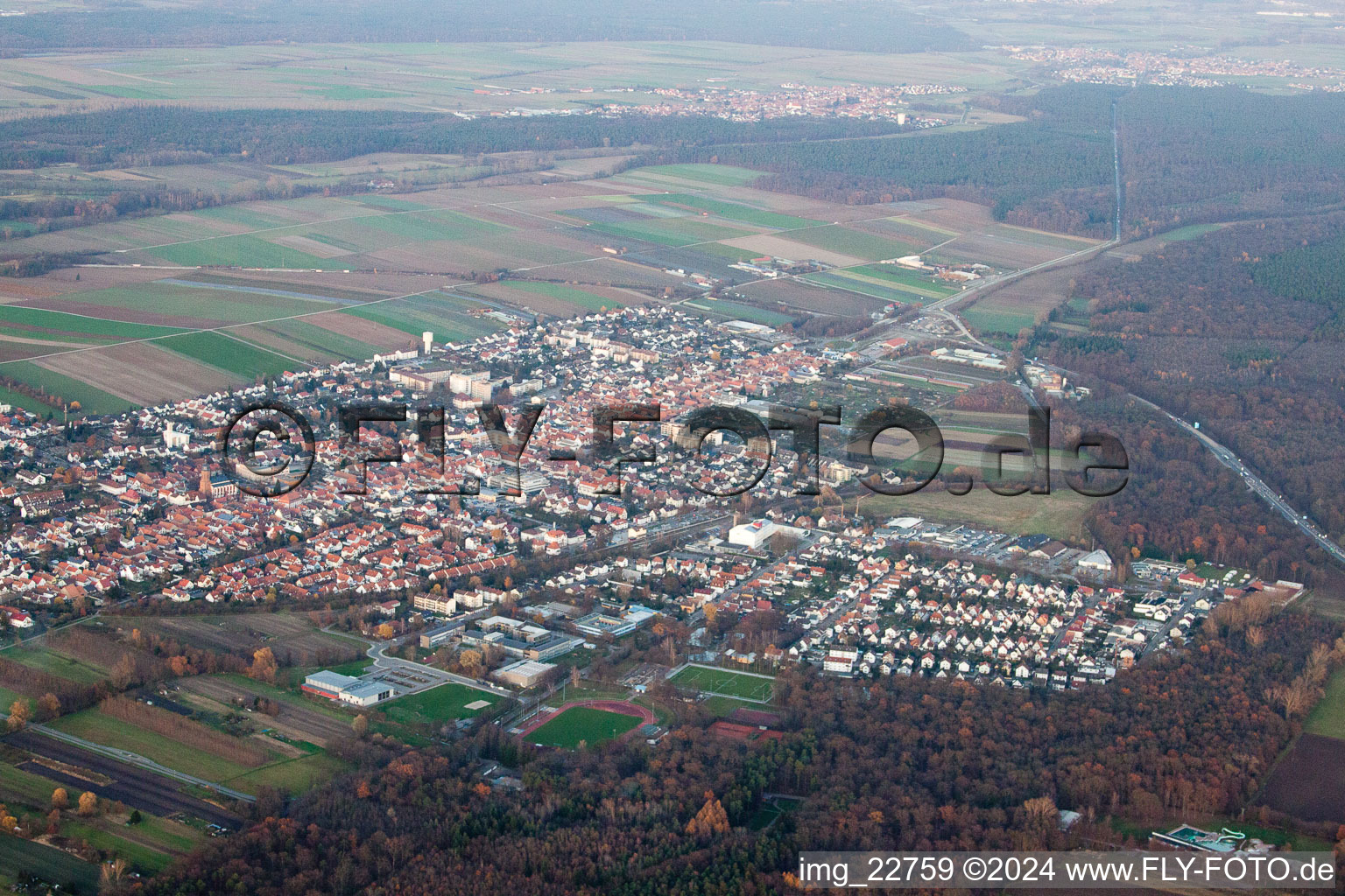 Aerial view of Kandel in the state Rhineland-Palatinate, Germany