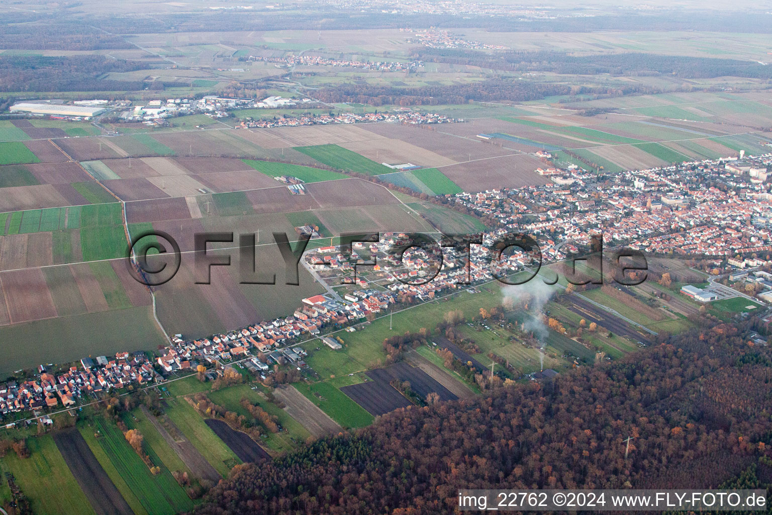 Kandel in the state Rhineland-Palatinate, Germany from above