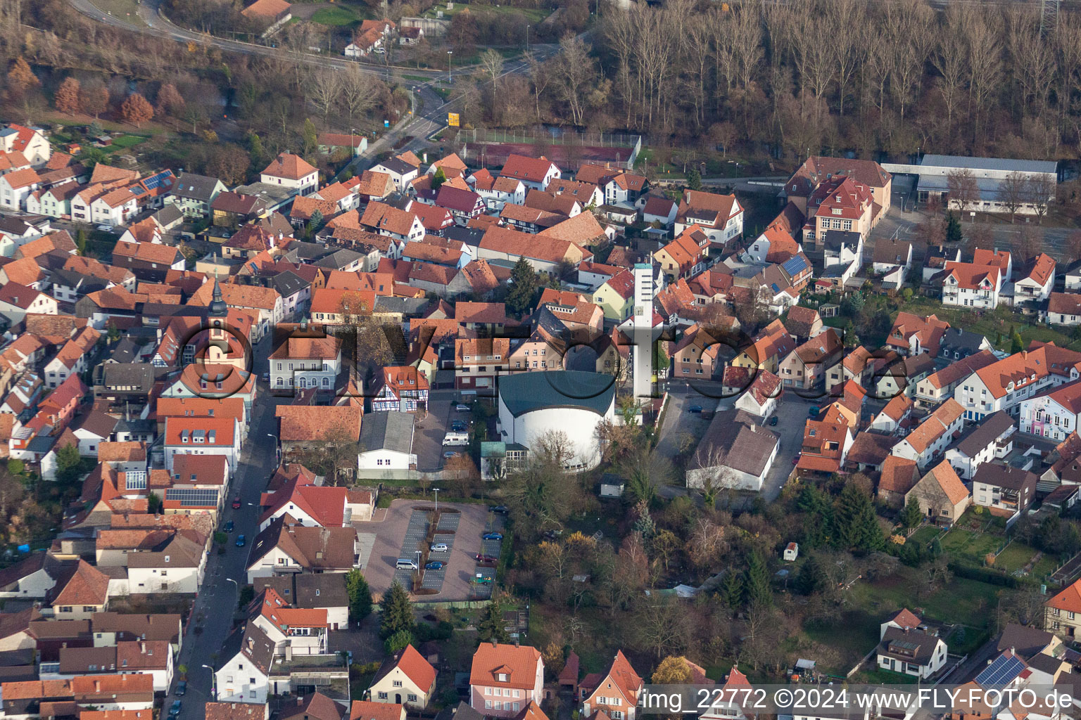 Wörth am Rhein in the state Rhineland-Palatinate, Germany from above