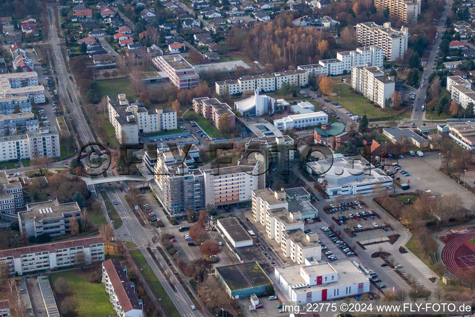 Wörth am Rhein in the state Rhineland-Palatinate, Germany seen from above