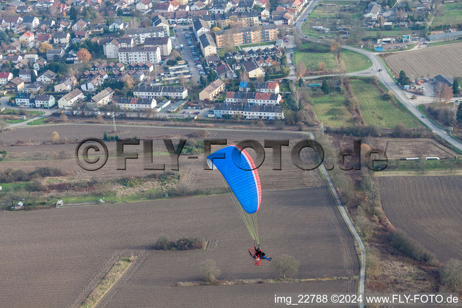 District Maximiliansau in Wörth am Rhein in the state Rhineland-Palatinate, Germany from above