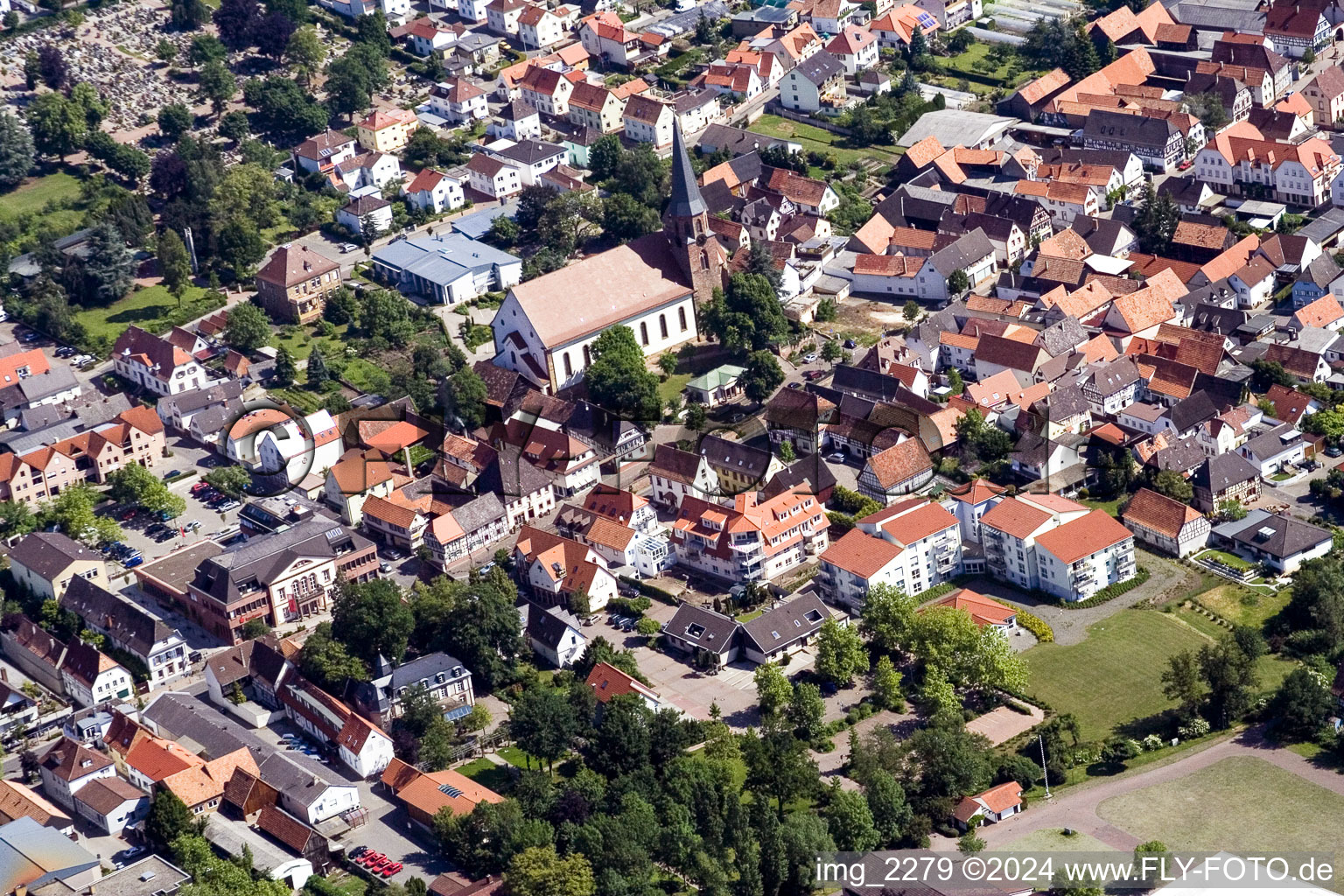 District Herxheim in Herxheim bei Landau/Pfalz in the state Rhineland-Palatinate, Germany seen from a drone