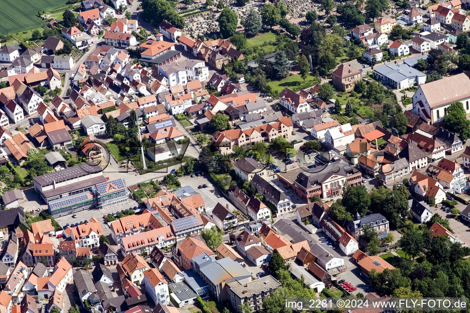 Aerial view of District Herxheim in Herxheim bei Landau in the state Rhineland-Palatinate, Germany