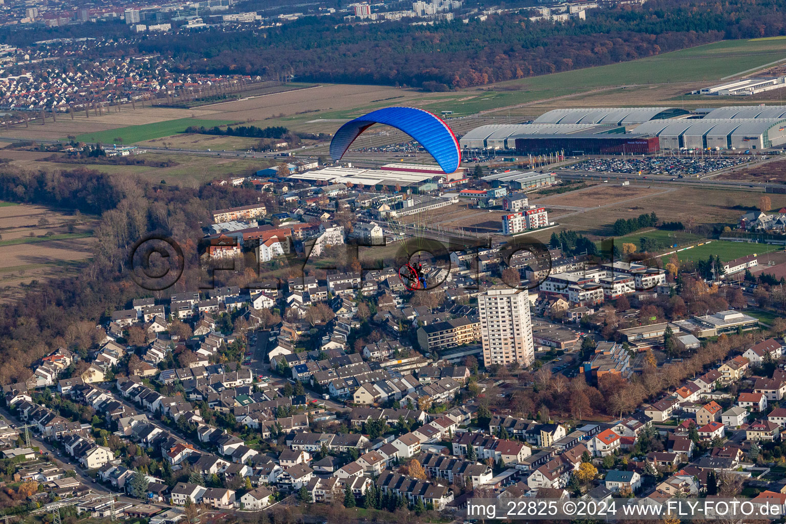 District Forchheim in Rheinstetten in the state Baden-Wuerttemberg, Germany from a drone