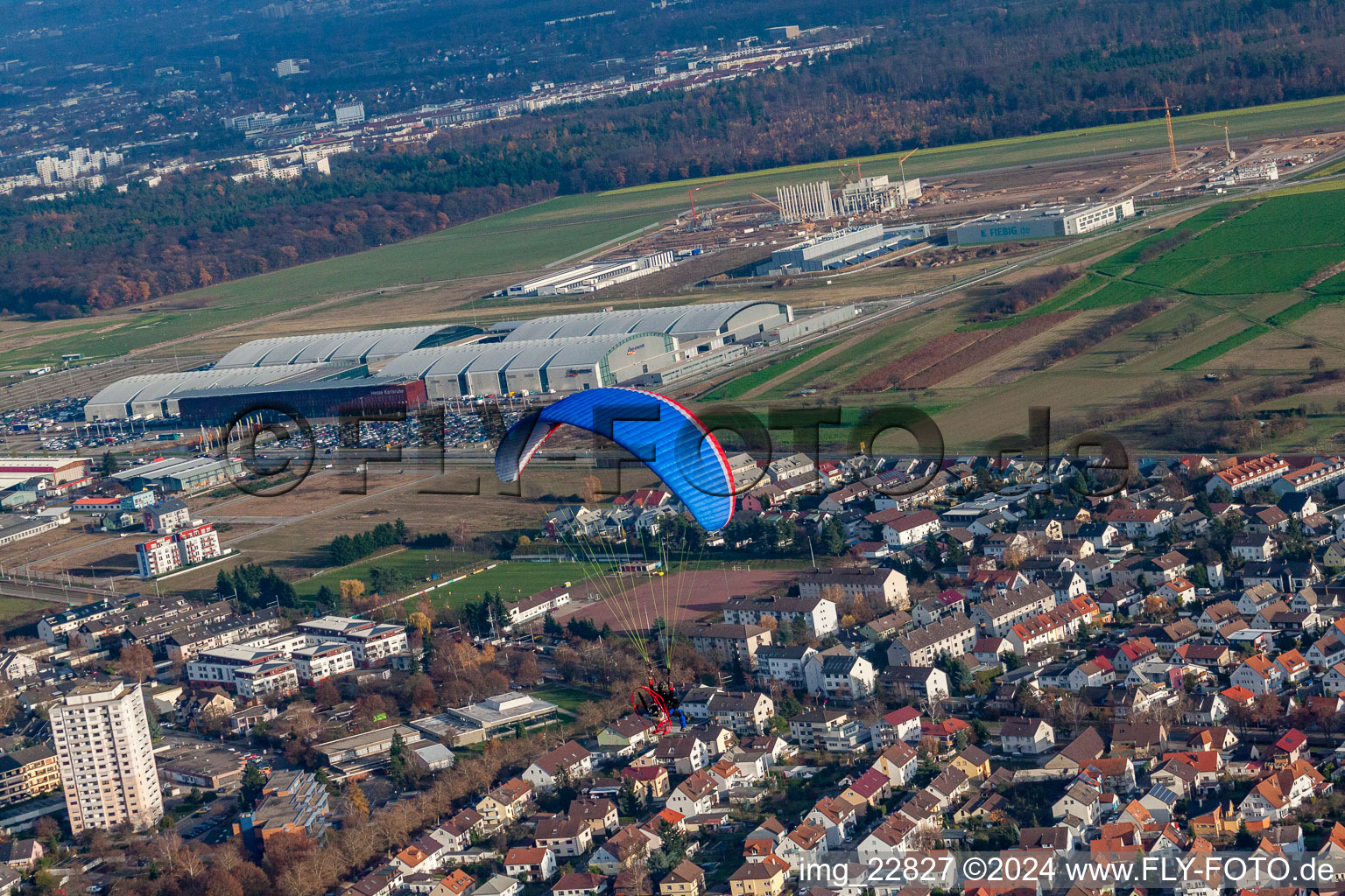 District Forchheim in Rheinstetten in the state Baden-Wuerttemberg, Germany seen from a drone