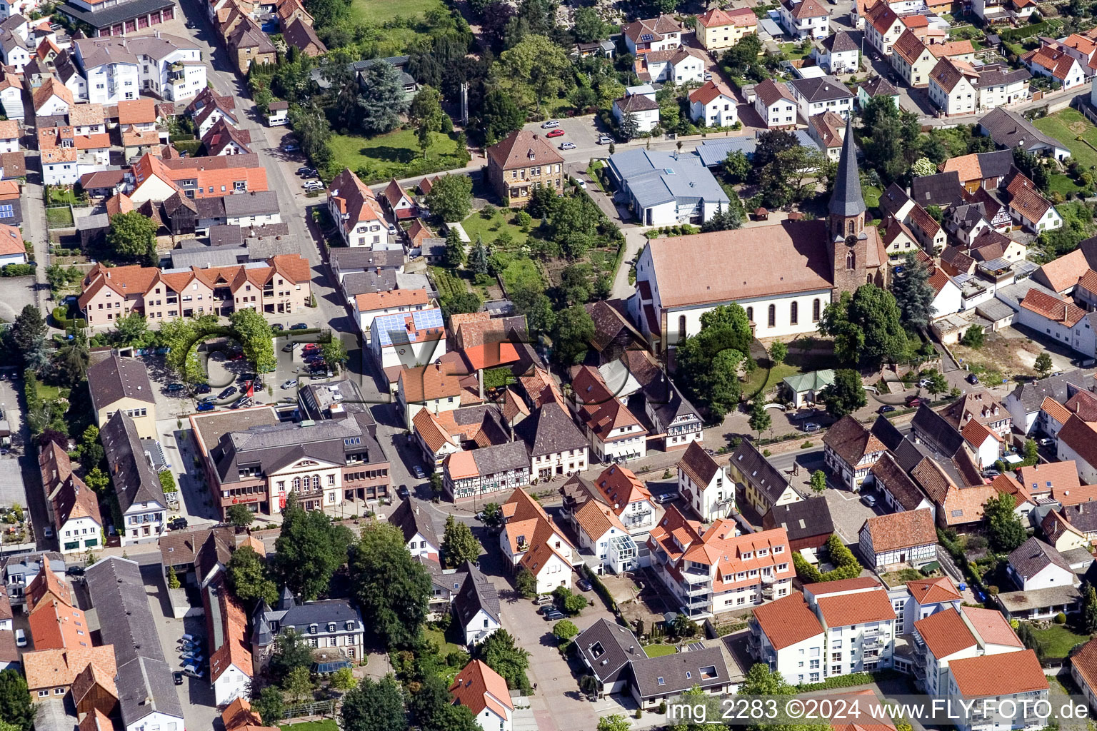 Oblique view of District Herxheim in Herxheim bei Landau/Pfalz in the state Rhineland-Palatinate, Germany