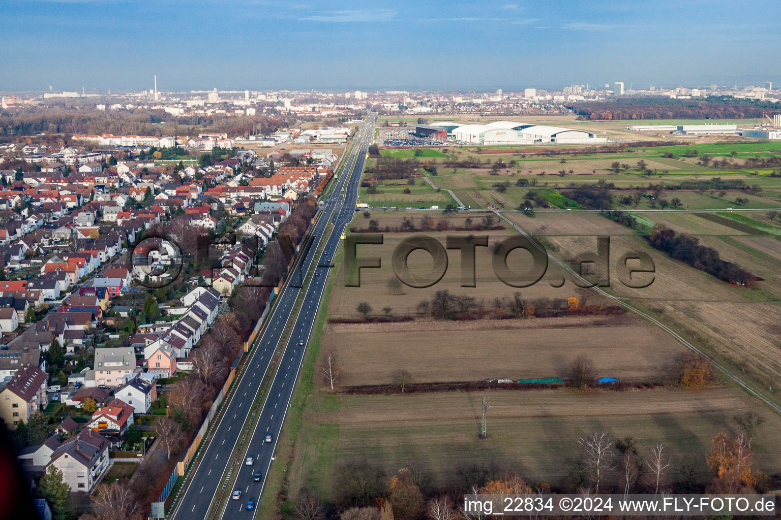 B36 from the south in the district Forchheim in Rheinstetten in the state Baden-Wuerttemberg, Germany