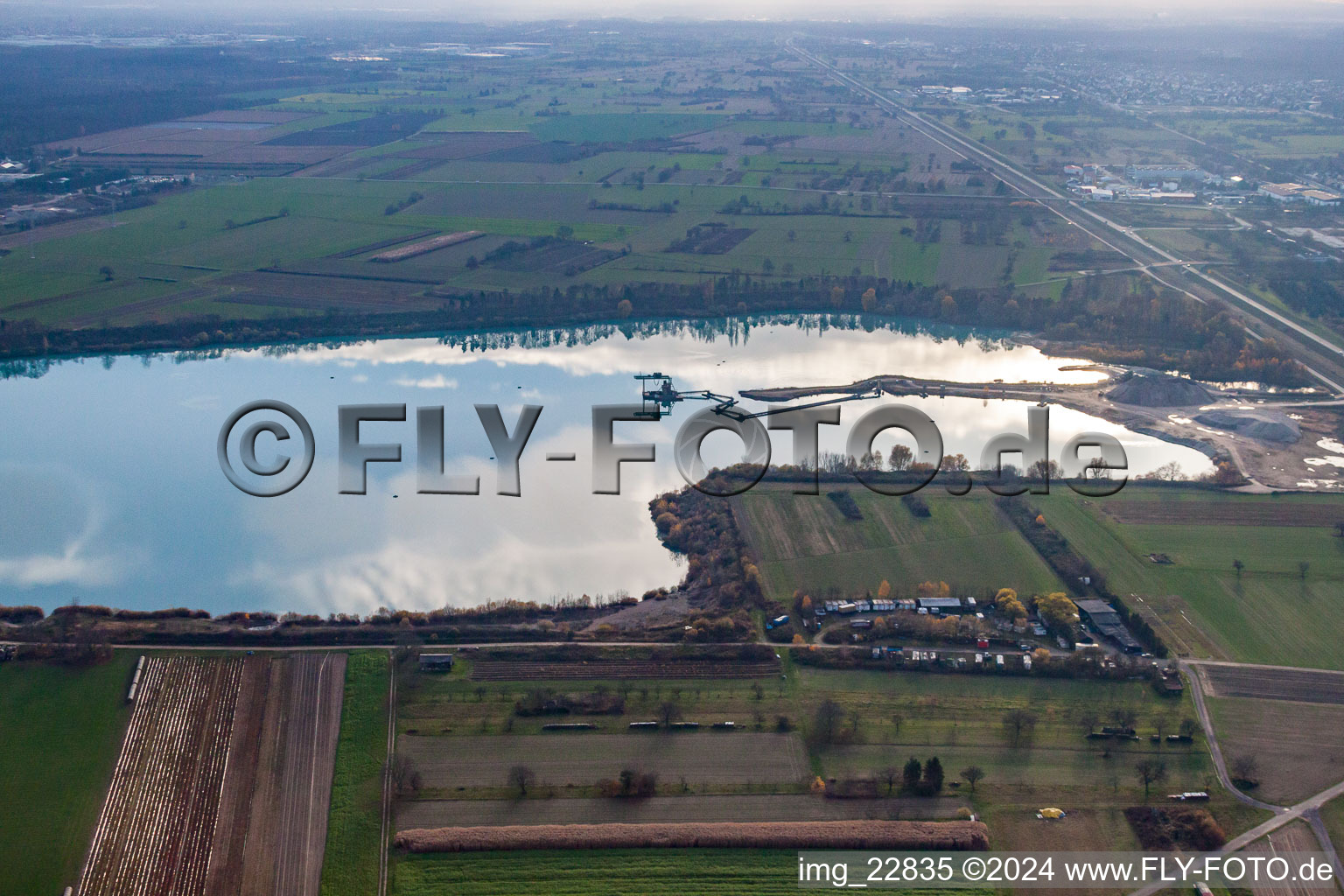 Gravel pit Durmersheim in Durmersheim in the state Baden-Wuerttemberg, Germany