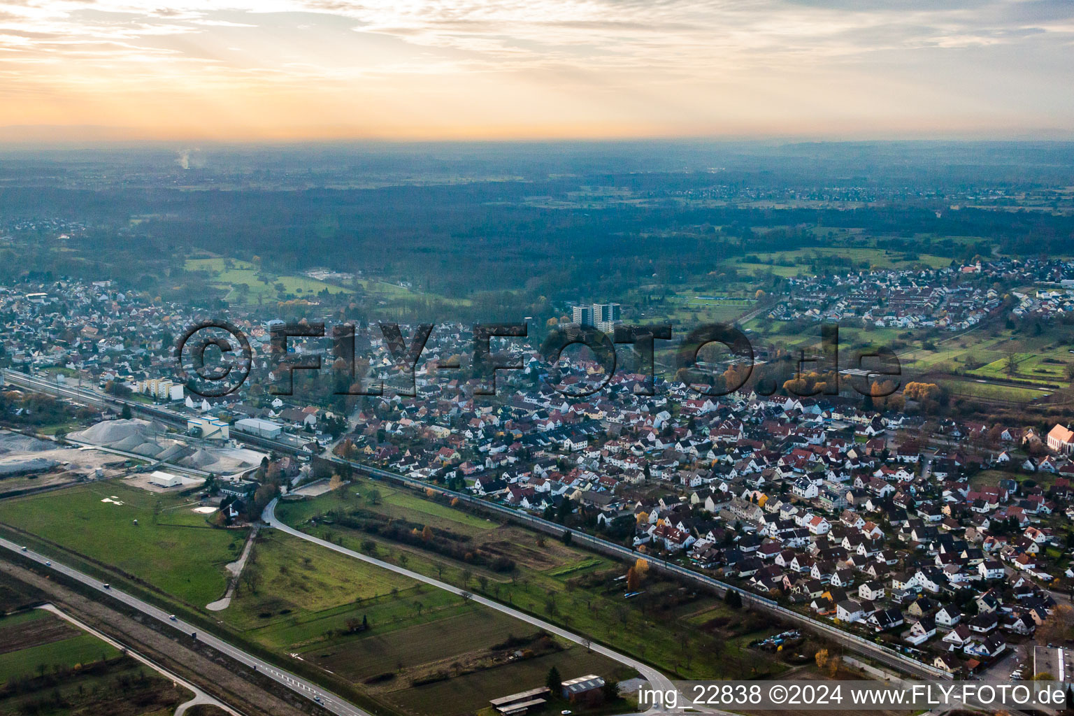 Behind the B36 in Durmersheim in the state Baden-Wuerttemberg, Germany