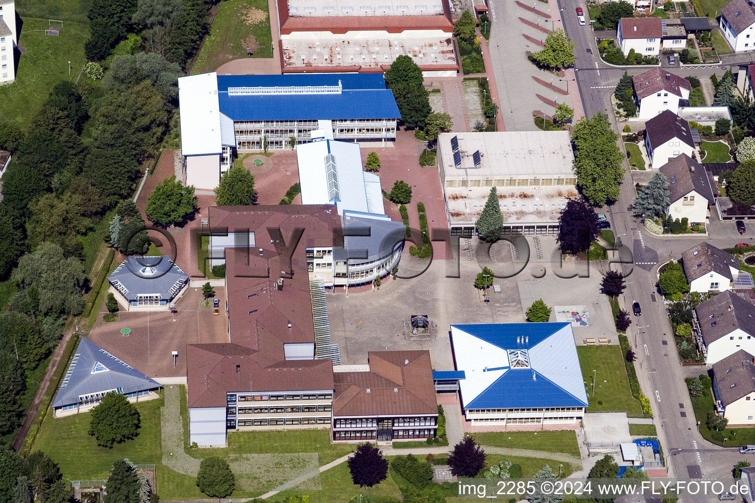School grounds and buildings of the school centre in Herxheim bei Landau (Pfalz) in the state Rhineland-Palatinate