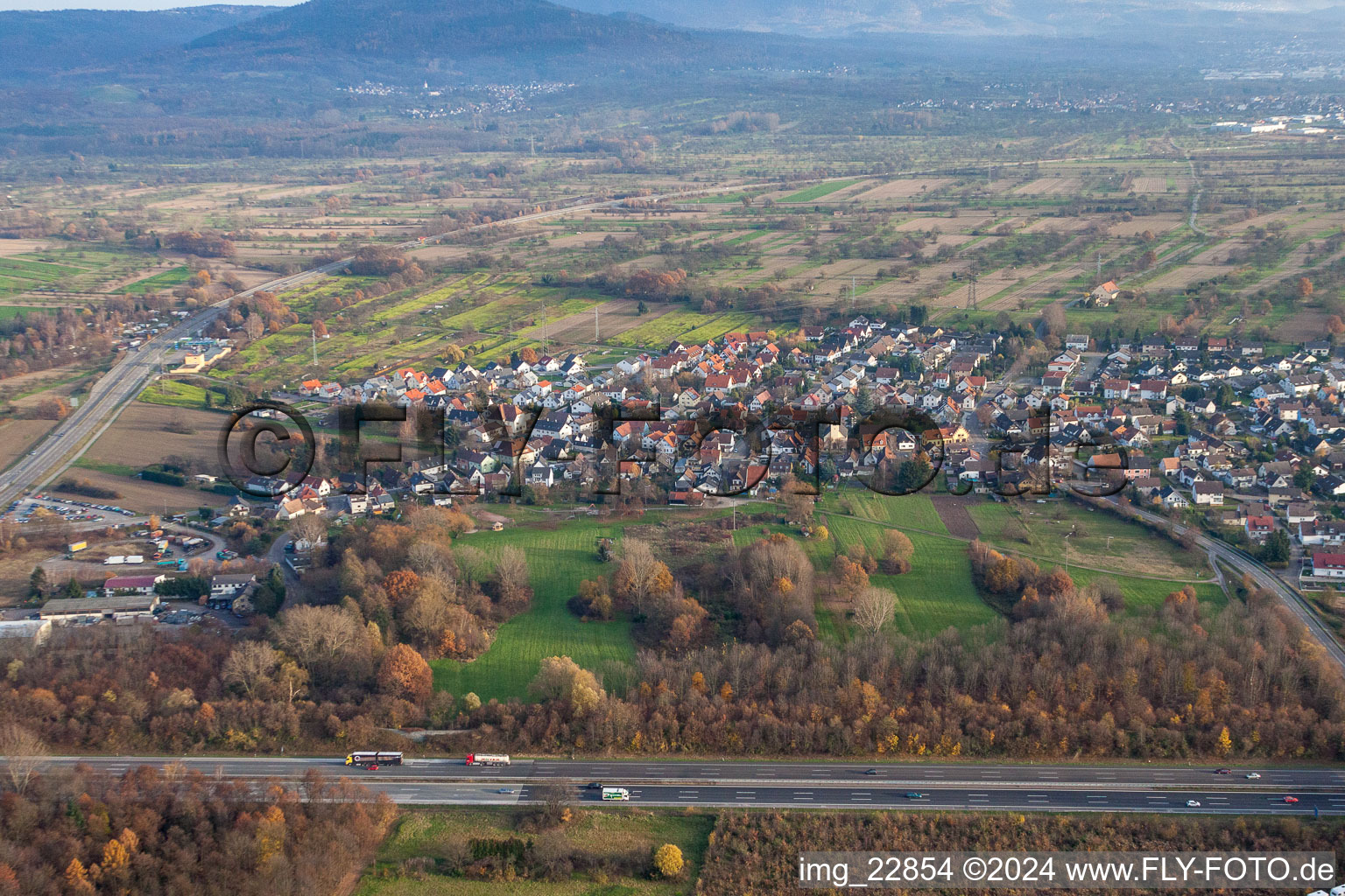 From the west in the district Rauental in Rastatt in the state Baden-Wuerttemberg, Germany