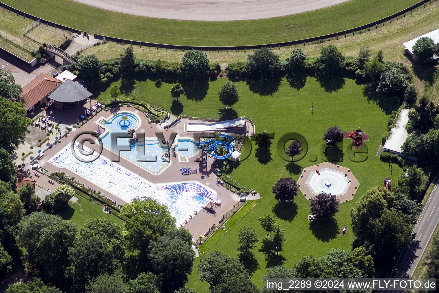 Outdoor pool in the district Herxheim in Herxheim bei Landau in the state Rhineland-Palatinate, Germany