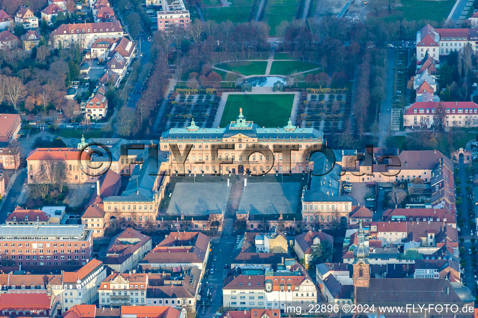 Aerial view of Residence Palace in Rastatt in the state Baden-Wuerttemberg, Germany