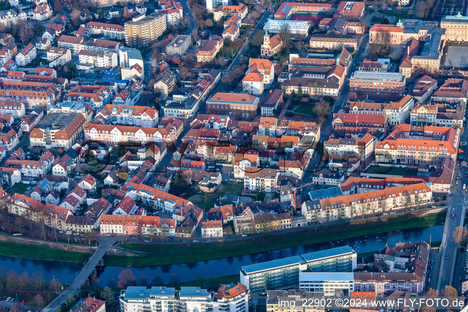 Murgstr between closing and anchor bridge in Rastatt in the state Baden-Wuerttemberg, Germany