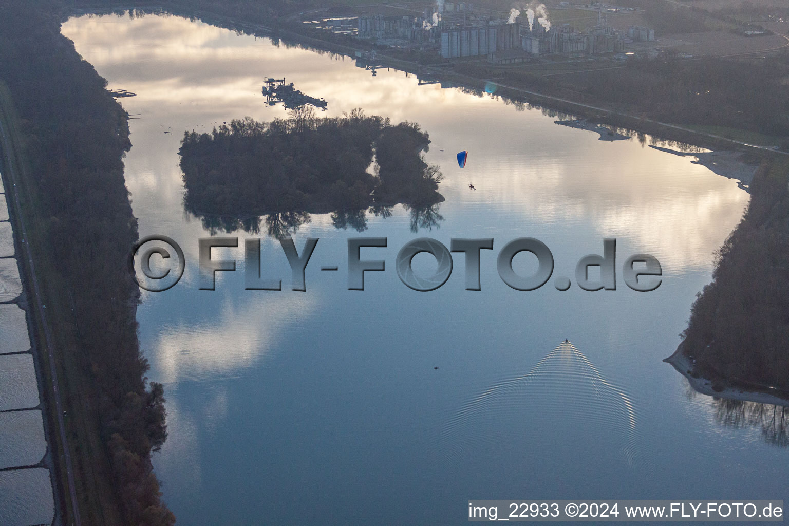 Aerial photograpy of Under the lock of Iffezheim in Beinheim in the state Bas-Rhin, France