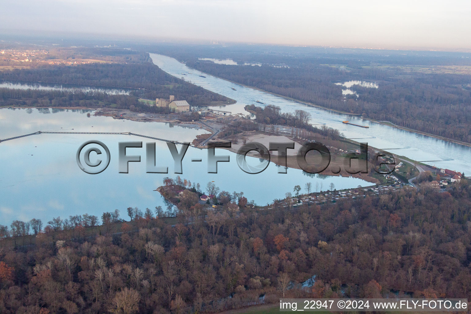 Aerial view of Seltz in the state Bas-Rhin, France