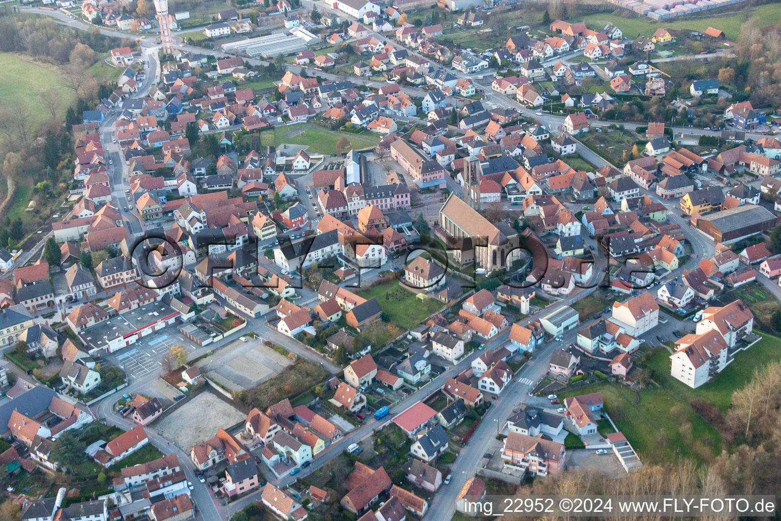 Aerial photograpy of Seltz in the state Bas-Rhin, France