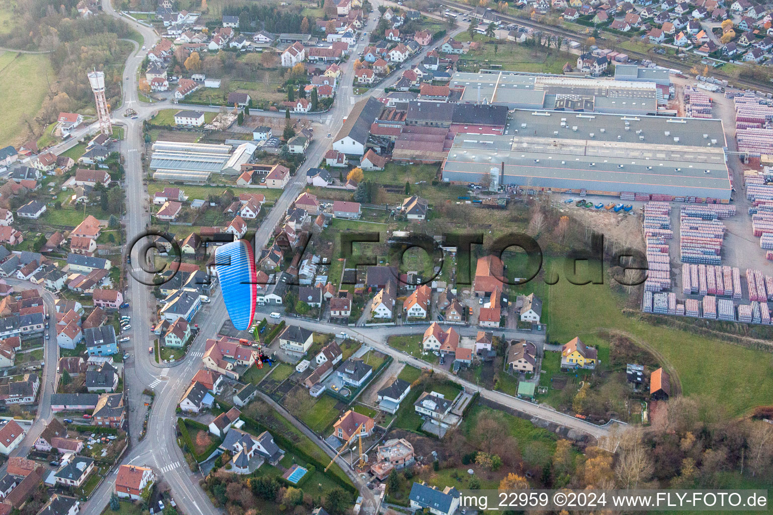 Seltz in the state Bas-Rhin, France seen from above