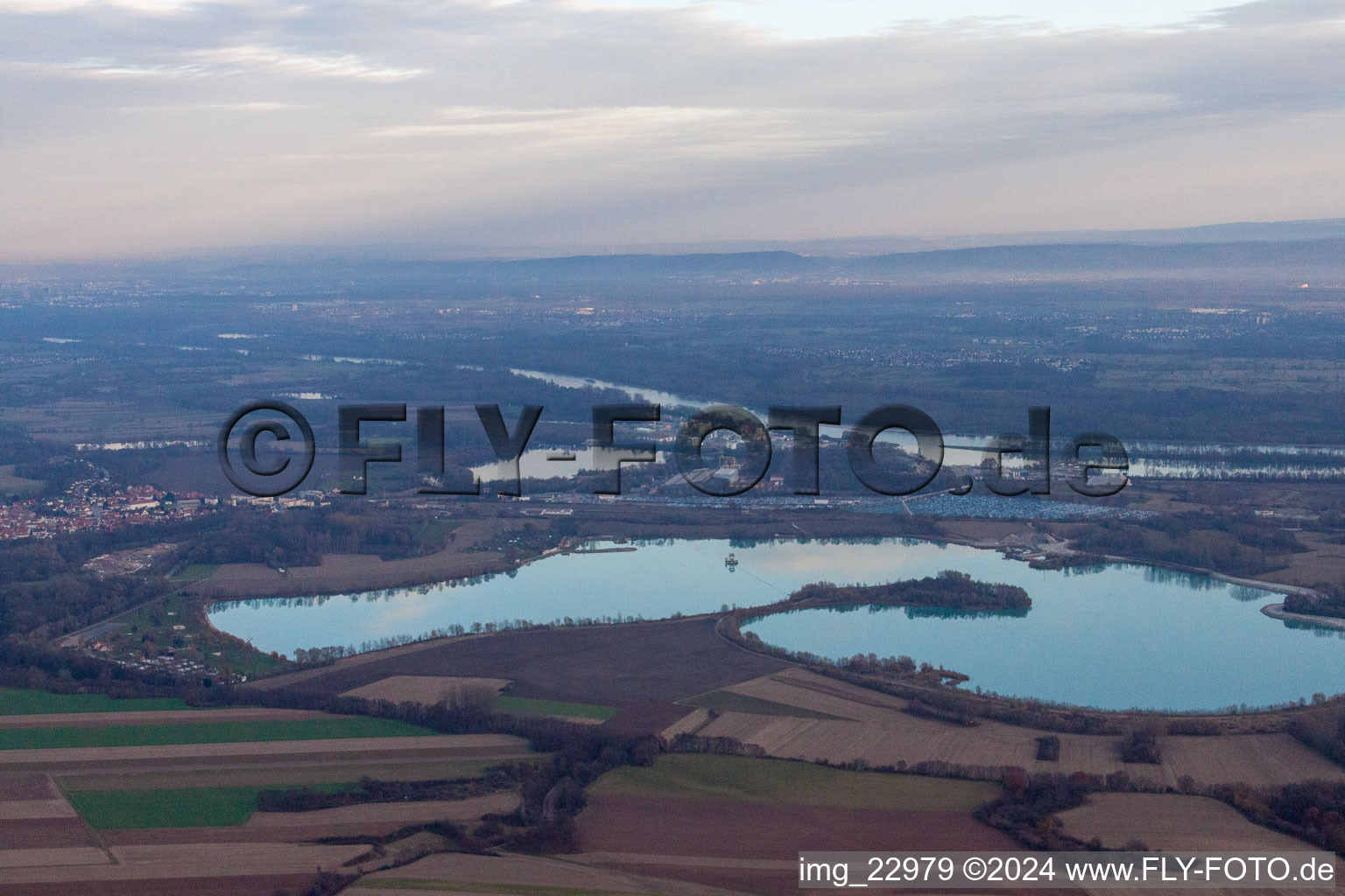 Quarry lake in Lauterbourg in the state Bas-Rhin, France