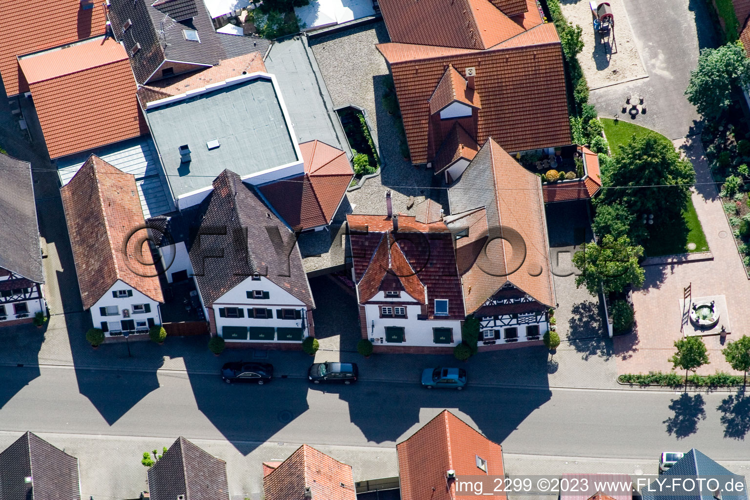 Aerial photograpy of Hotel zur Krone in the district Hayna in Herxheim bei Landau in the state Rhineland-Palatinate, Germany