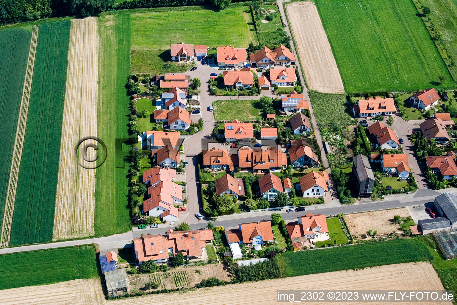 New development area in Geiersching in the district Hayna in Herxheim bei Landau in the state Rhineland-Palatinate, Germany