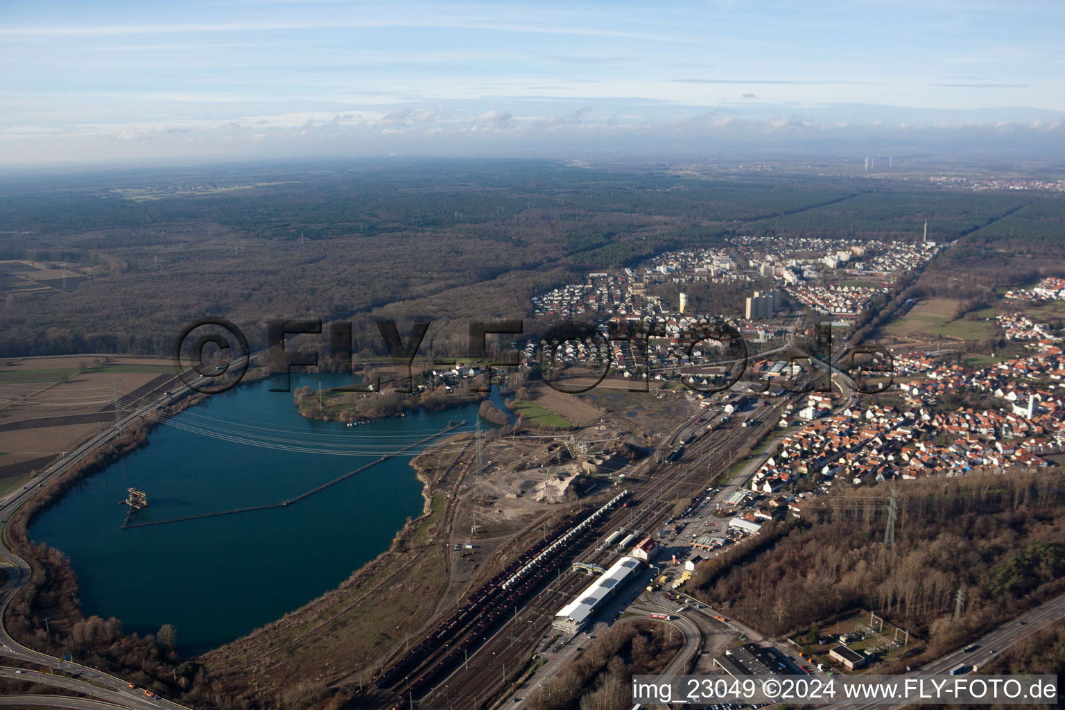 Silver Lake in the district Maximiliansau in Wörth am Rhein in the state Rhineland-Palatinate, Germany