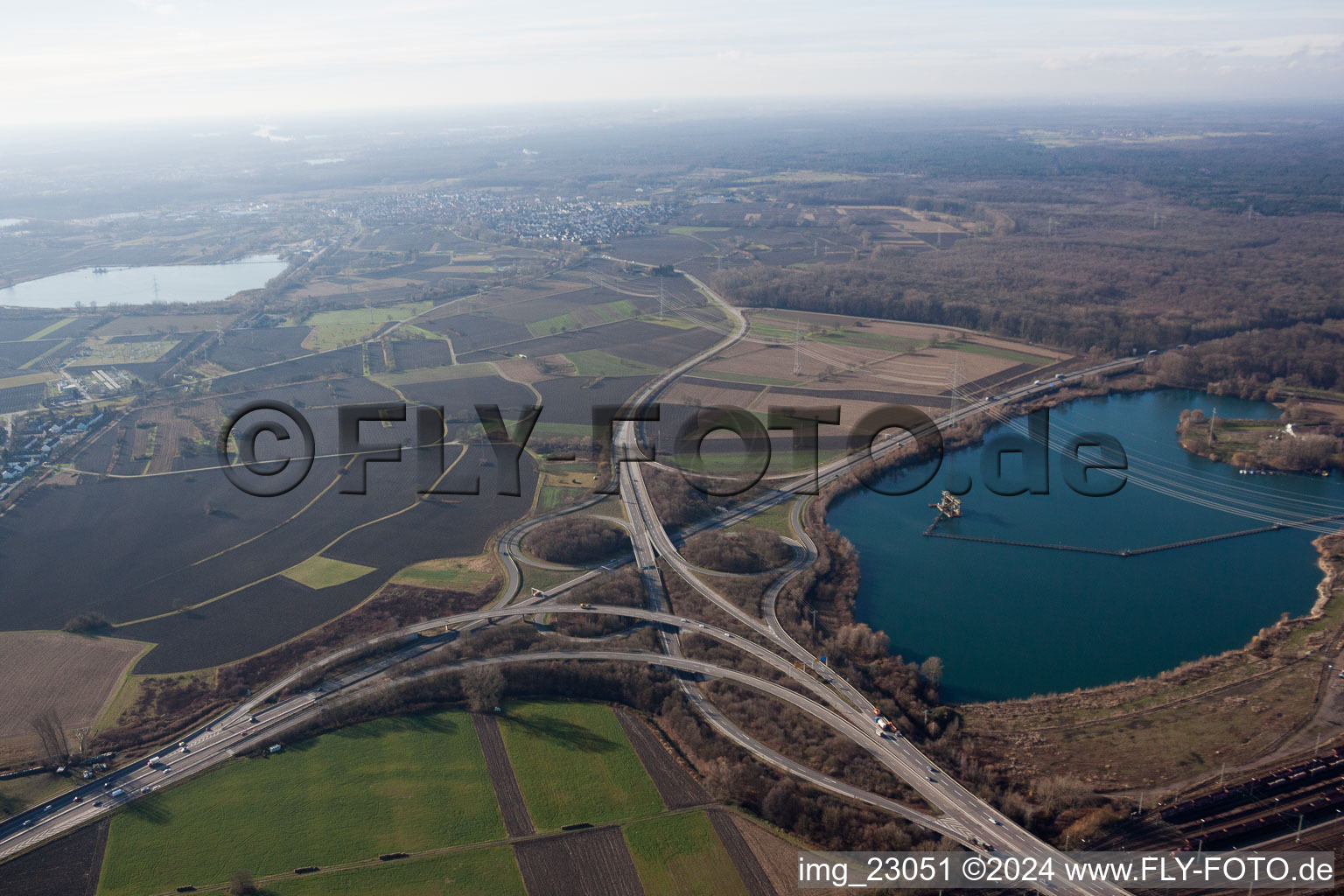 District Maximiliansau in Wörth am Rhein in the state Rhineland-Palatinate, Germany from the drone perspective