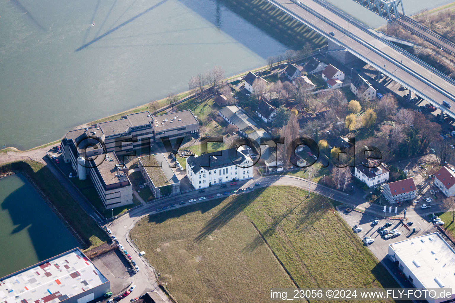 Aerial photograpy of District Maximiliansau in Wörth am Rhein in the state Rhineland-Palatinate, Germany