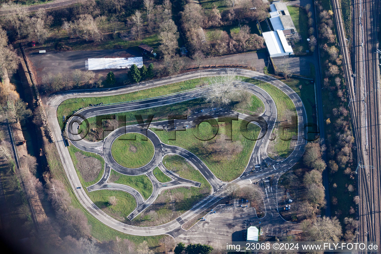 Test track and practice area for training in the driving safety center of Verkehrswacht Karlsruhe in the district Knielingen in Karlsruhe in the state Baden-Wurttemberg, Germany