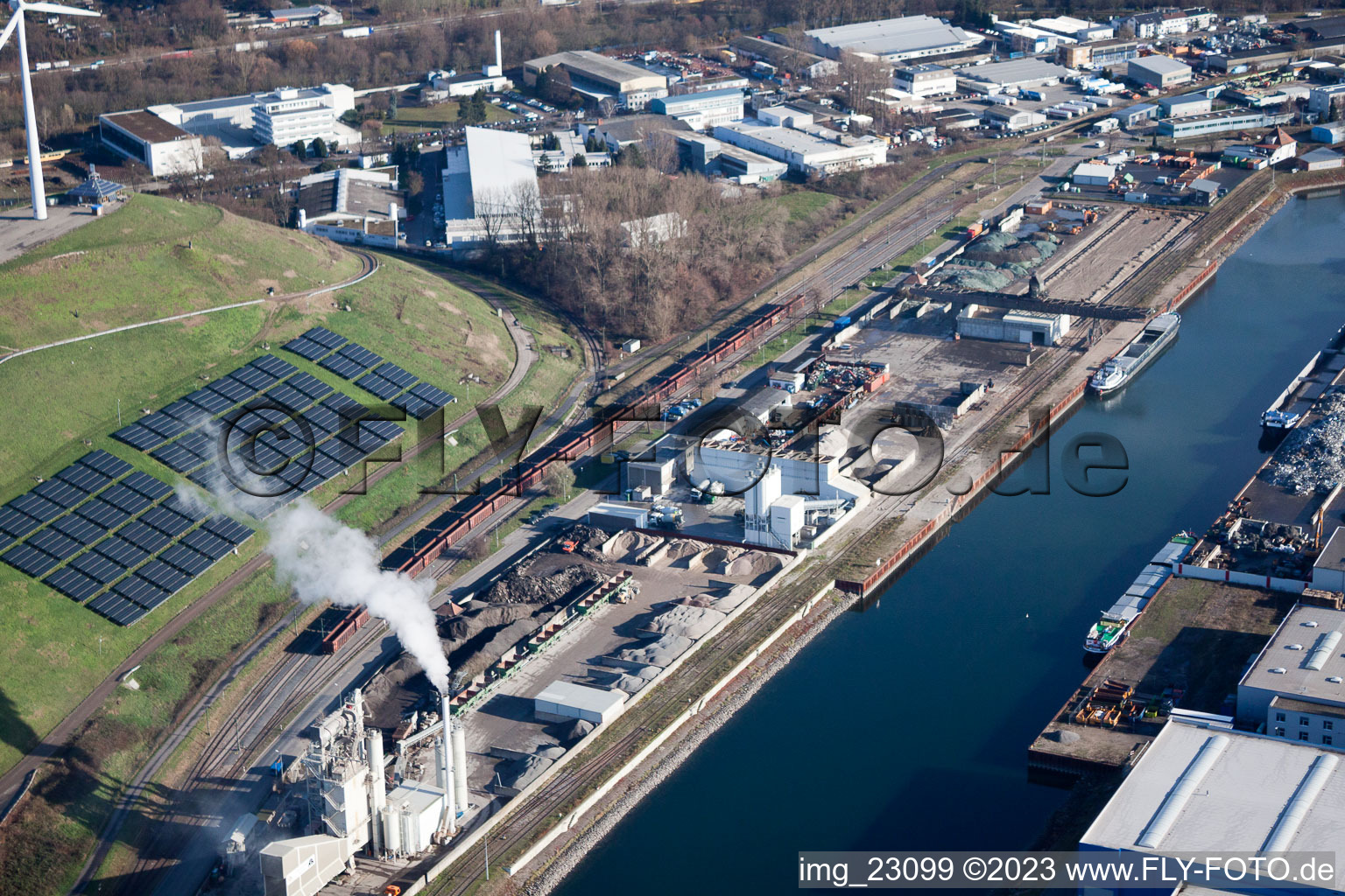 District Rheinhafen in Karlsruhe in the state Baden-Wuerttemberg, Germany out of the air