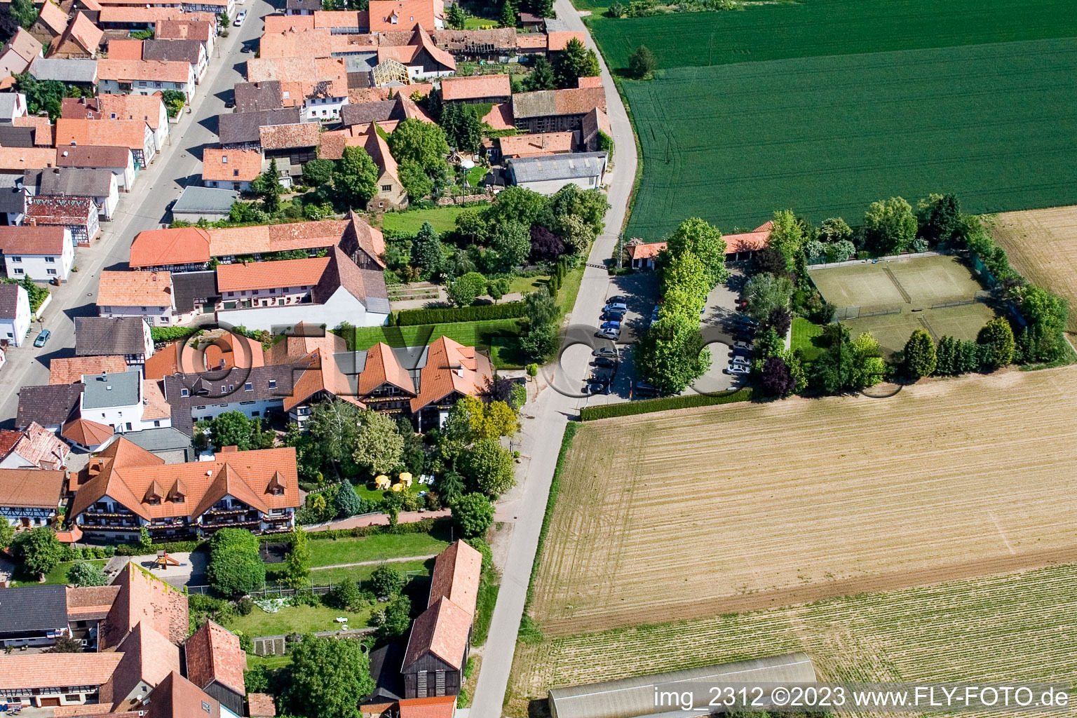 Hotel zur Krone in the district Hayna in Herxheim bei Landau in the state Rhineland-Palatinate, Germany out of the air