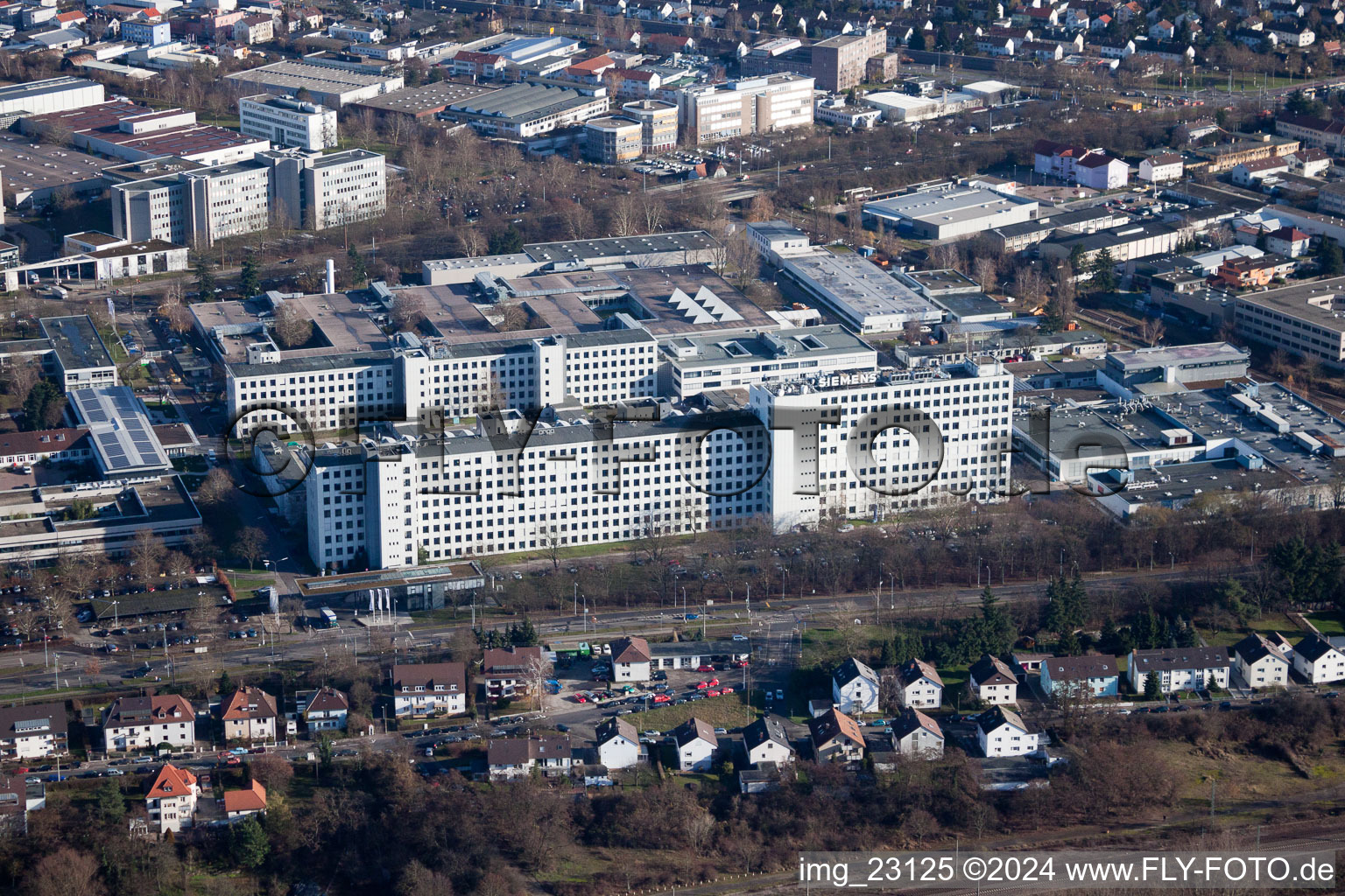 Drone image of District Knielingen in Karlsruhe in the state Baden-Wuerttemberg, Germany