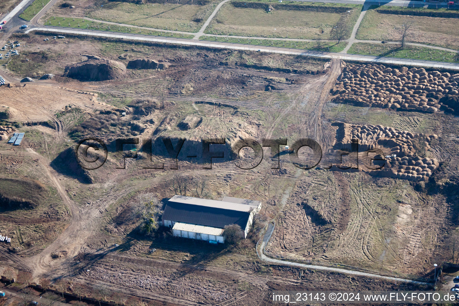 Drone recording of District Knielingen in Karlsruhe in the state Baden-Wuerttemberg, Germany