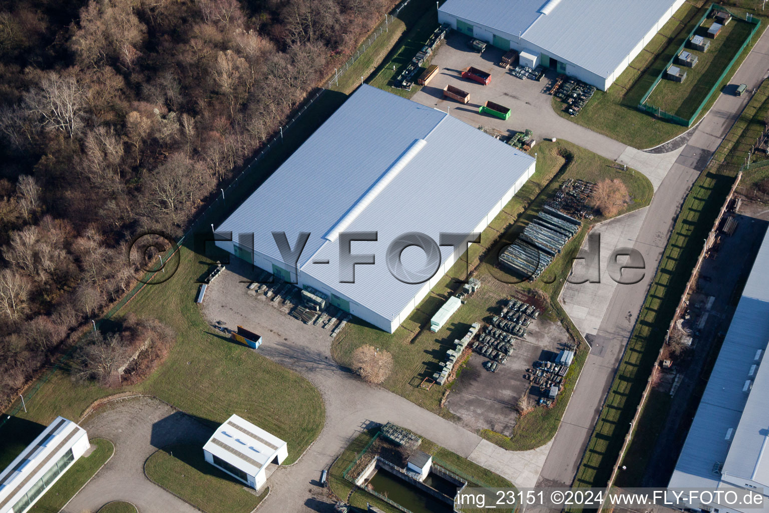 District Knielingen in Karlsruhe in the state Baden-Wuerttemberg, Germany seen from a drone