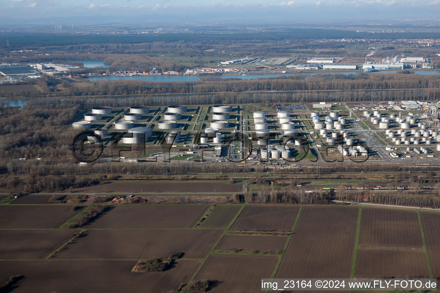 Drone recording of District Knielingen in Karlsruhe in the state Baden-Wuerttemberg, Germany