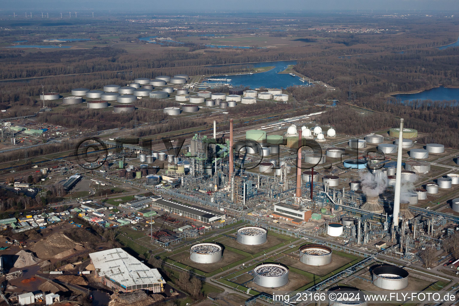 District Knielingen in Karlsruhe in the state Baden-Wuerttemberg, Germany from the drone perspective