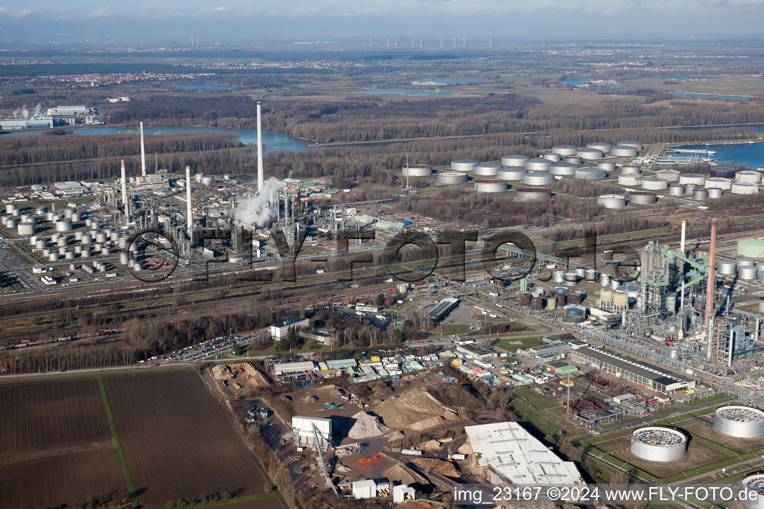 District Knielingen in Karlsruhe in the state Baden-Wuerttemberg, Germany from a drone