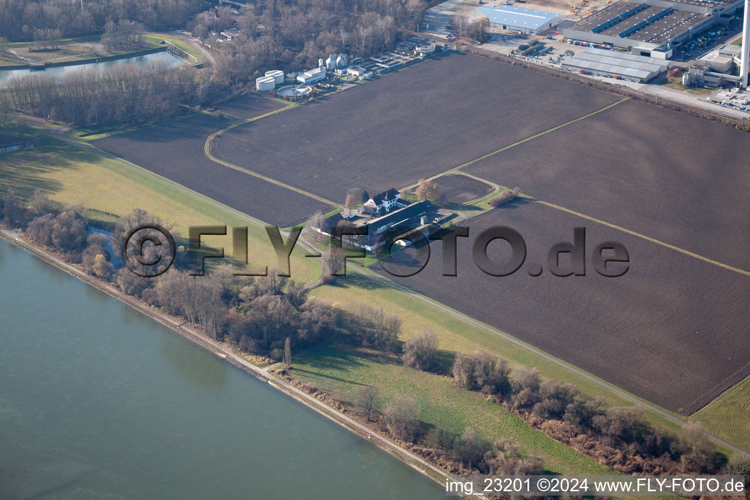 District Maximiliansau in Wörth am Rhein in the state Rhineland-Palatinate, Germany seen from above