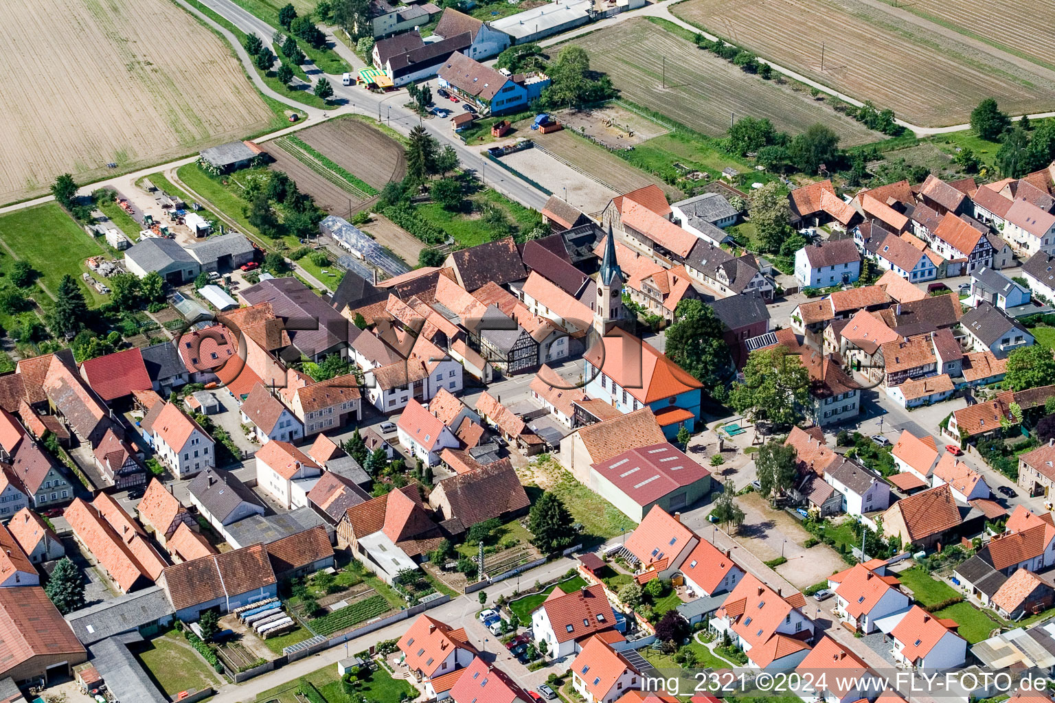 Oblique view of Erlenbach bei Kandel in the state Rhineland-Palatinate, Germany