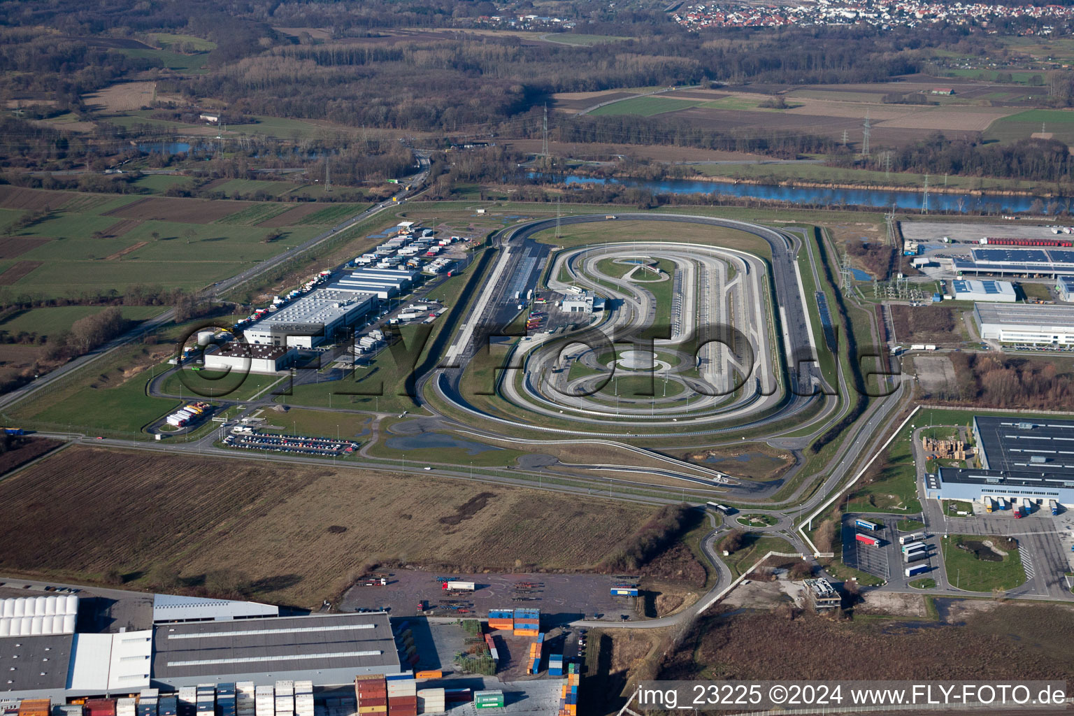 Daimler truck test track in the Oberwald industrial area in the district Maximiliansau in Wörth am Rhein in the state Rhineland-Palatinate, Germany