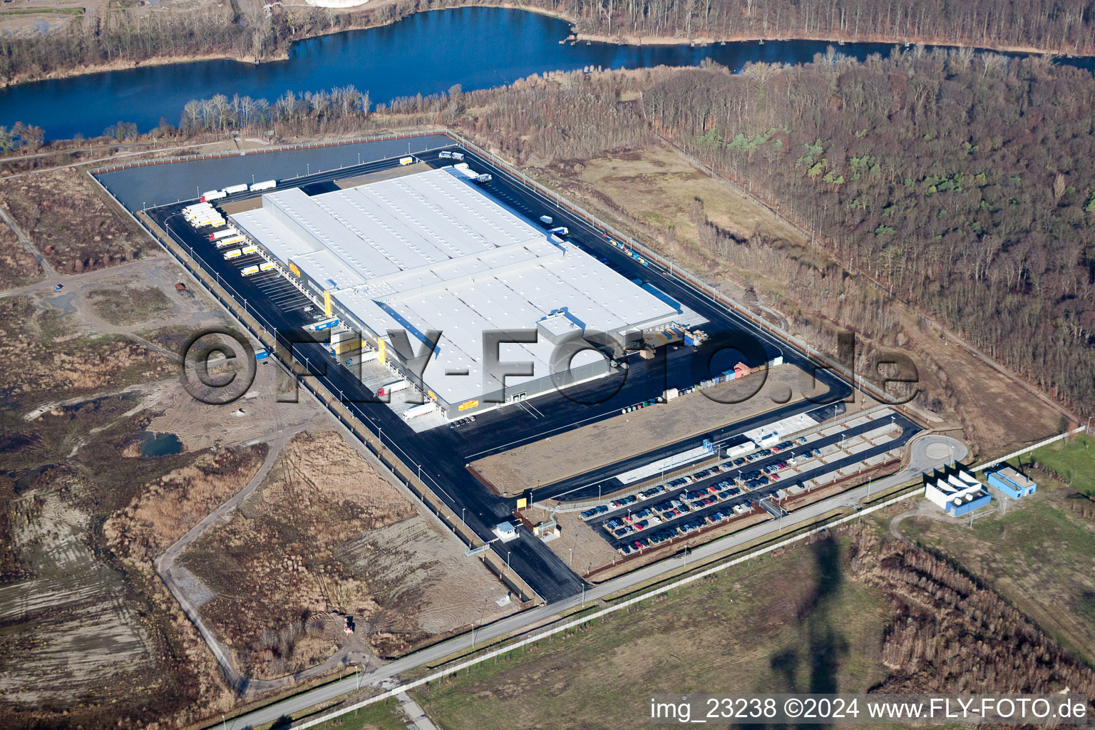 New Netto logistics center in the Oberwald industrial area in Wörth am Rhein in the state Rhineland-Palatinate, Germany